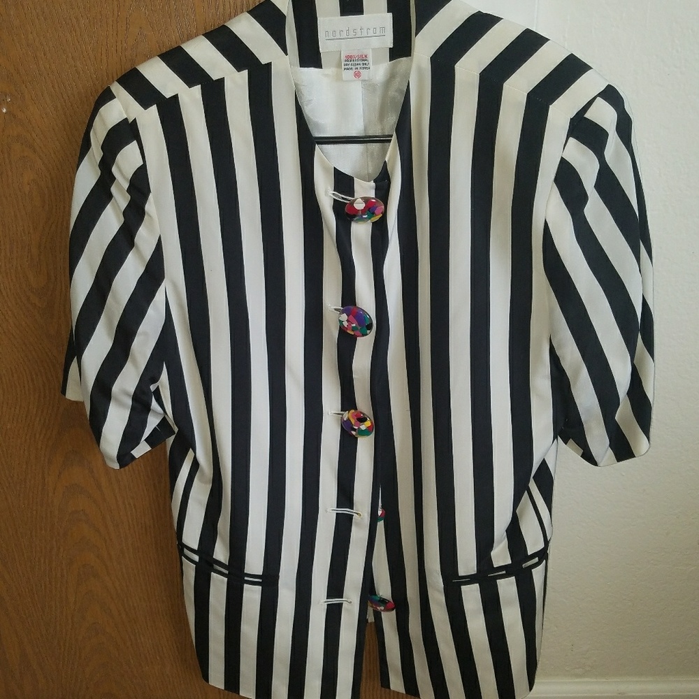 Vintage black and white striped blazer